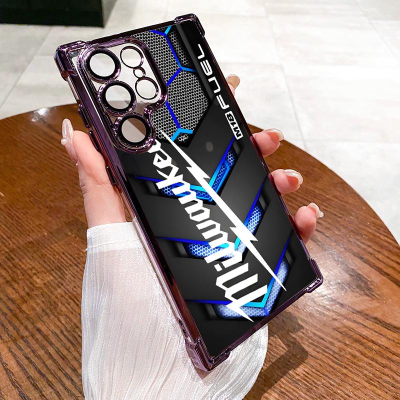 Designed for SAMSUNG Galaxy Electroplating luxury transparent four corner anti drop and shockproof phone case 087