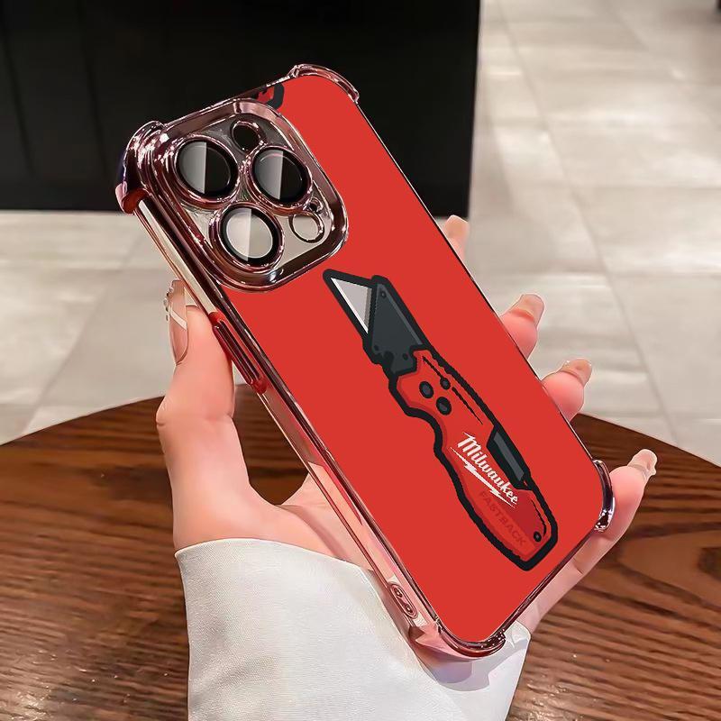 Designed for iPhone Electroplating luxury transparent four corner anti drop and shockproof phone case 243