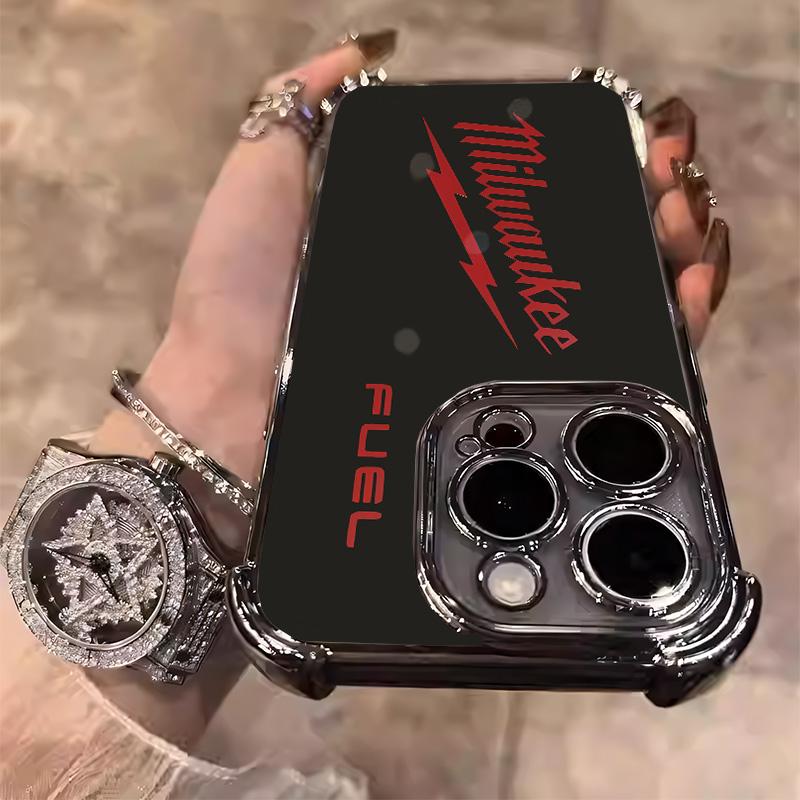 Designed for iPhone Electroplating luxury transparent four corner anti drop and shockproof phone case 011