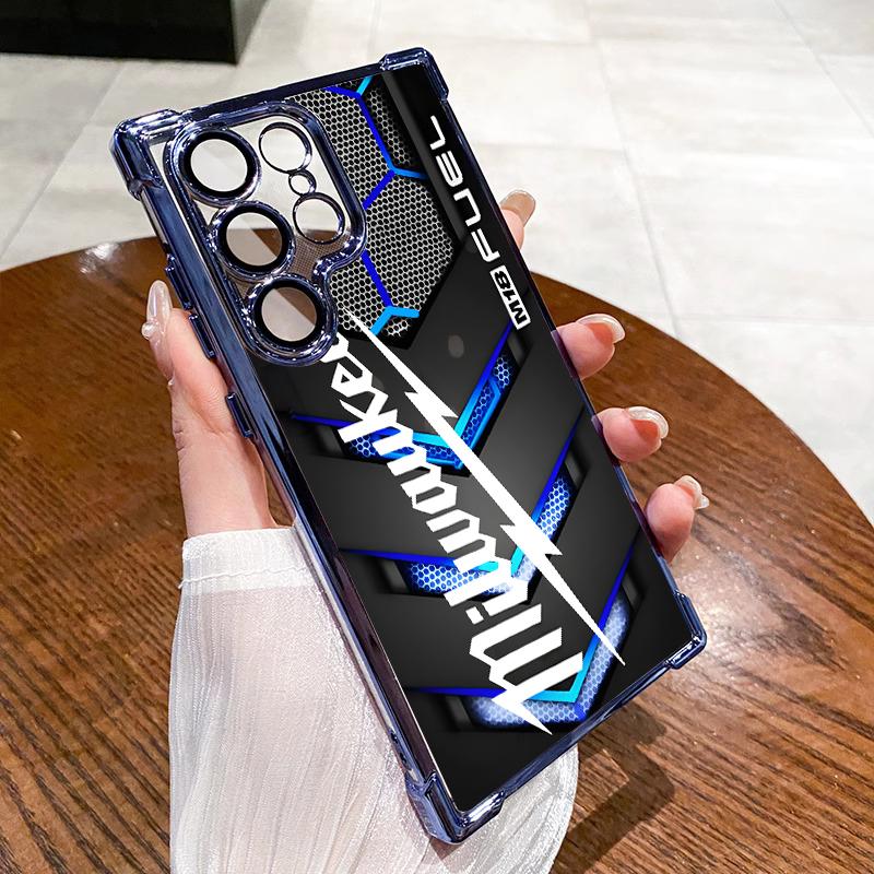 Designed for SAMSUNG Galaxy Electroplating luxury transparent four corner anti drop and shockproof phone case 087