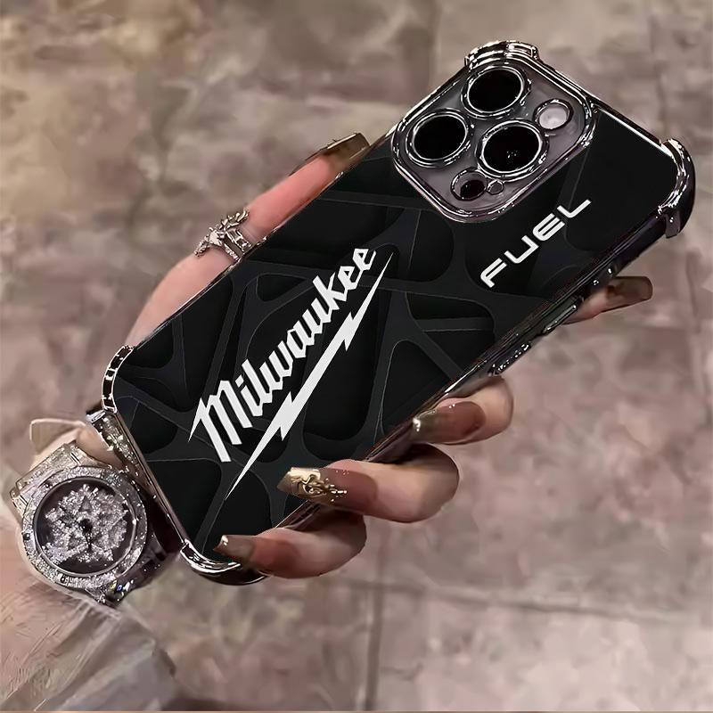 Designed for iPhone Electroplating luxury transparent four corner anti drop and shockproof phone case 128