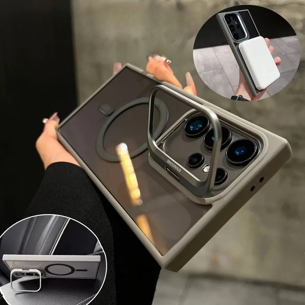 For Samsung Galaxy Ultra Shockproof Camera Ring Stand Clear Case