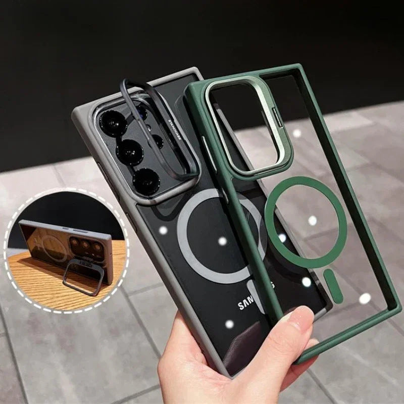 For Samsung Galaxy Ultra Shockproof Camera Ring Stand Clear Case