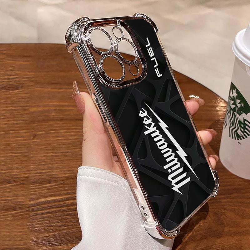 Designed for iPhone Electroplating luxury transparent four corner anti drop and shockproof phone case 128