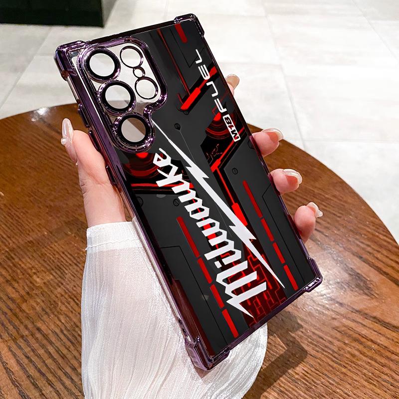 Designed for SAMSUNG Galaxy Electroplating luxury transparent four corner anti drop and shockproof phone case 153