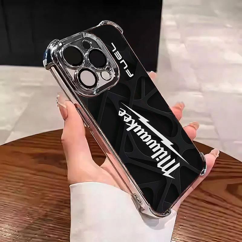 Designed for iPhone Electroplating luxury transparent four corner anti drop and shockproof phone case 128