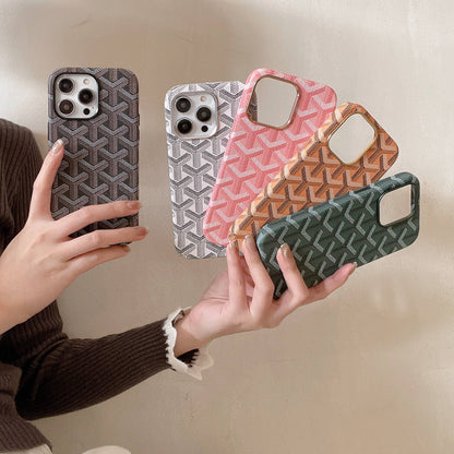 Classic Monogram Pattern Leather Phone Case