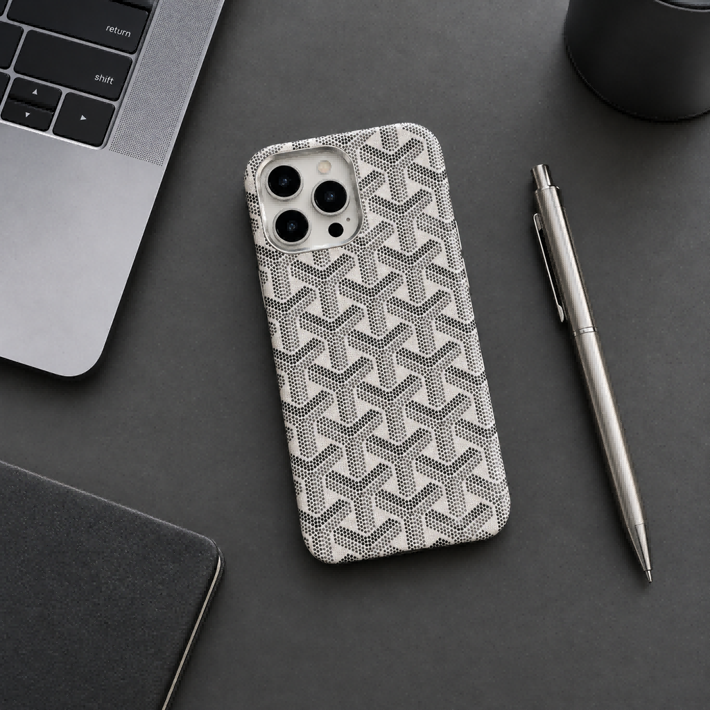 Classic Monogram Pattern Leather Phone Case
