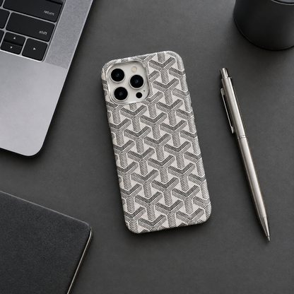 Classic Monogram Pattern Leather Phone Case