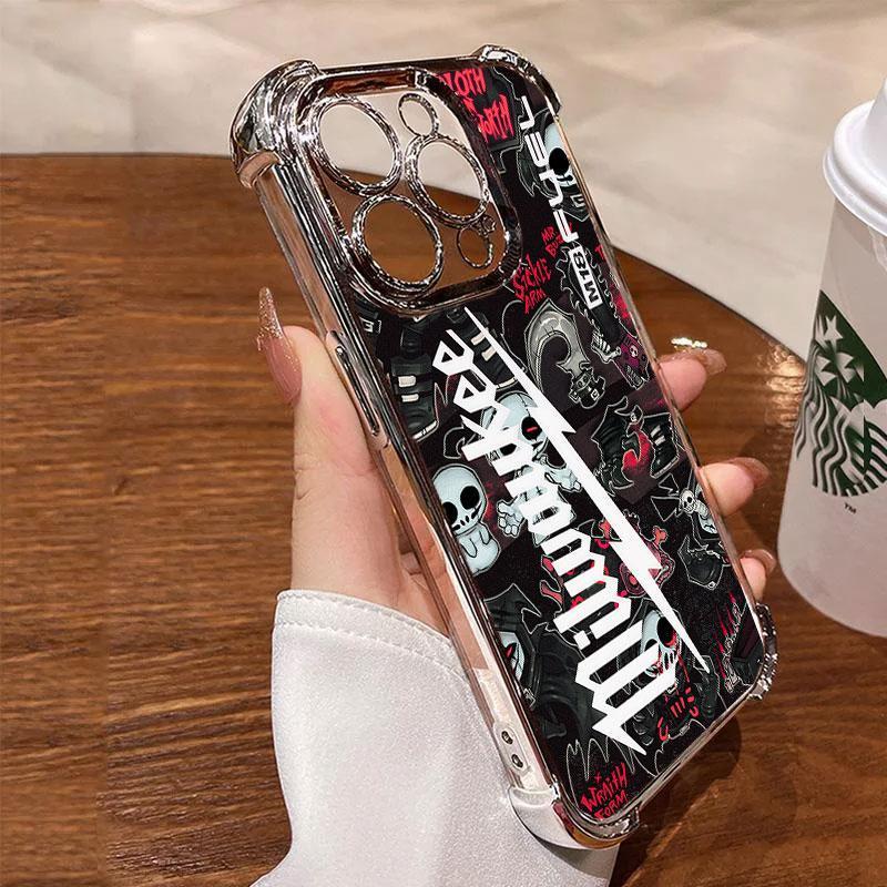 Designed for iPhone Electroplating luxury transparent four corner anti drop and shockproof phone case 126