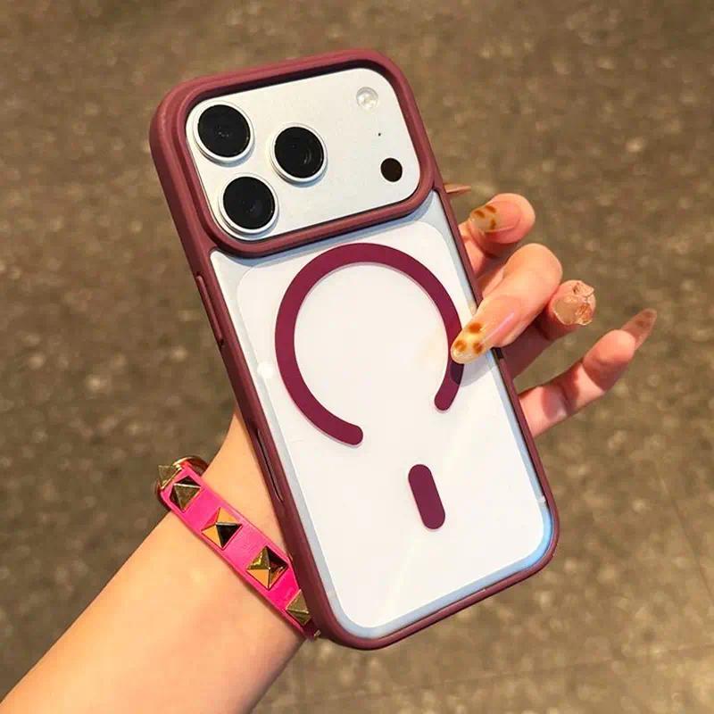 Burgundy Luxury Magnetic Clear Phone Case