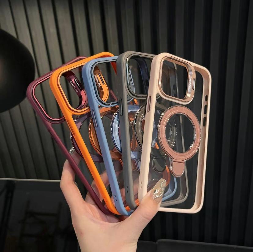2025 New Style Clear Magnetic Stand Phone Case for iPhone