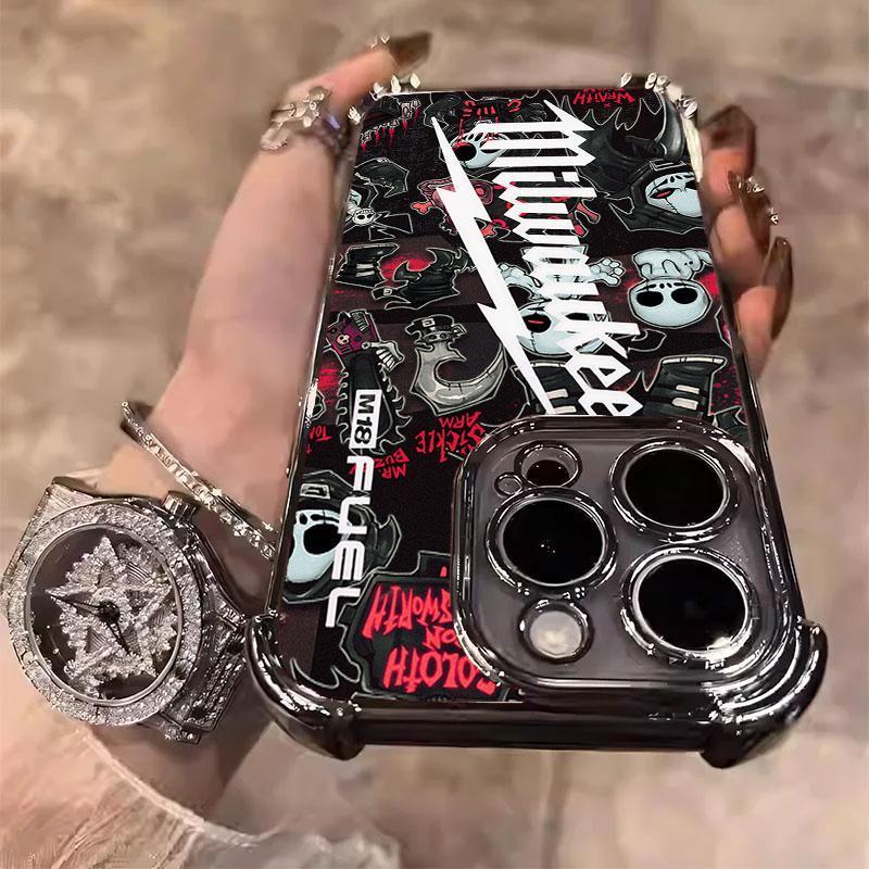 Designed for iPhone Electroplating luxury transparent four corner anti drop and shockproof phone case 126