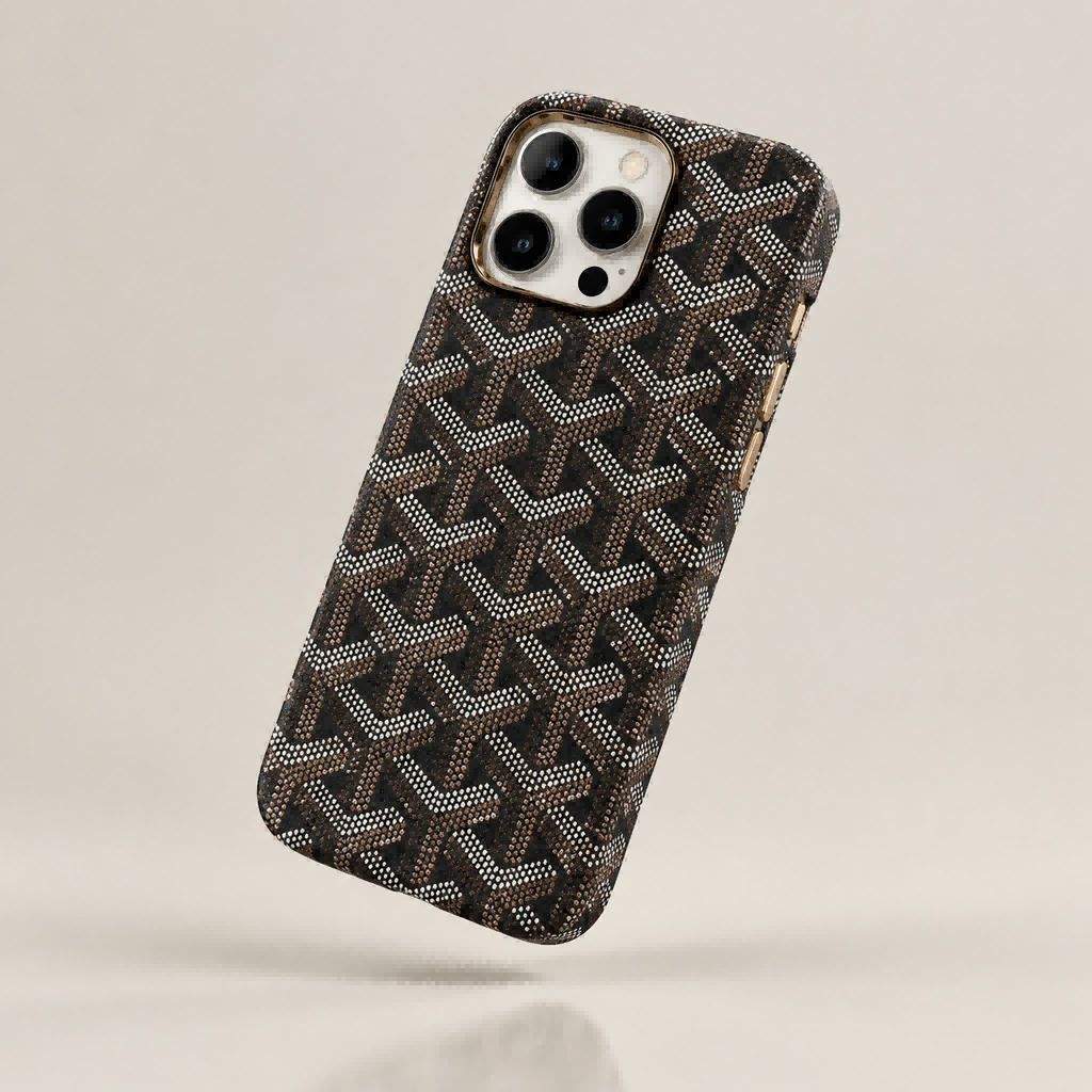 Classic Monogram Pattern Leather Phone Case