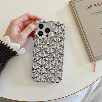 Classic Monogram Pattern Leather Phone Case