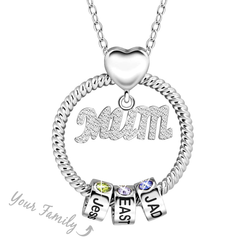 Personalized Circle Pendant with Custom Beads Birthstone Pendant Necklace
