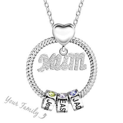 Personalized Circle Pendant with Custom Beads Birthstone Pendant Necklace