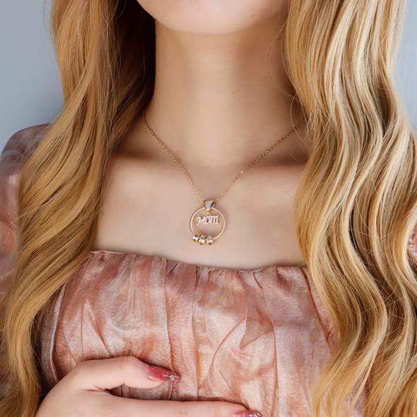 Personalized Circle Pendant with Custom Beads Birthstone Pendant Necklace